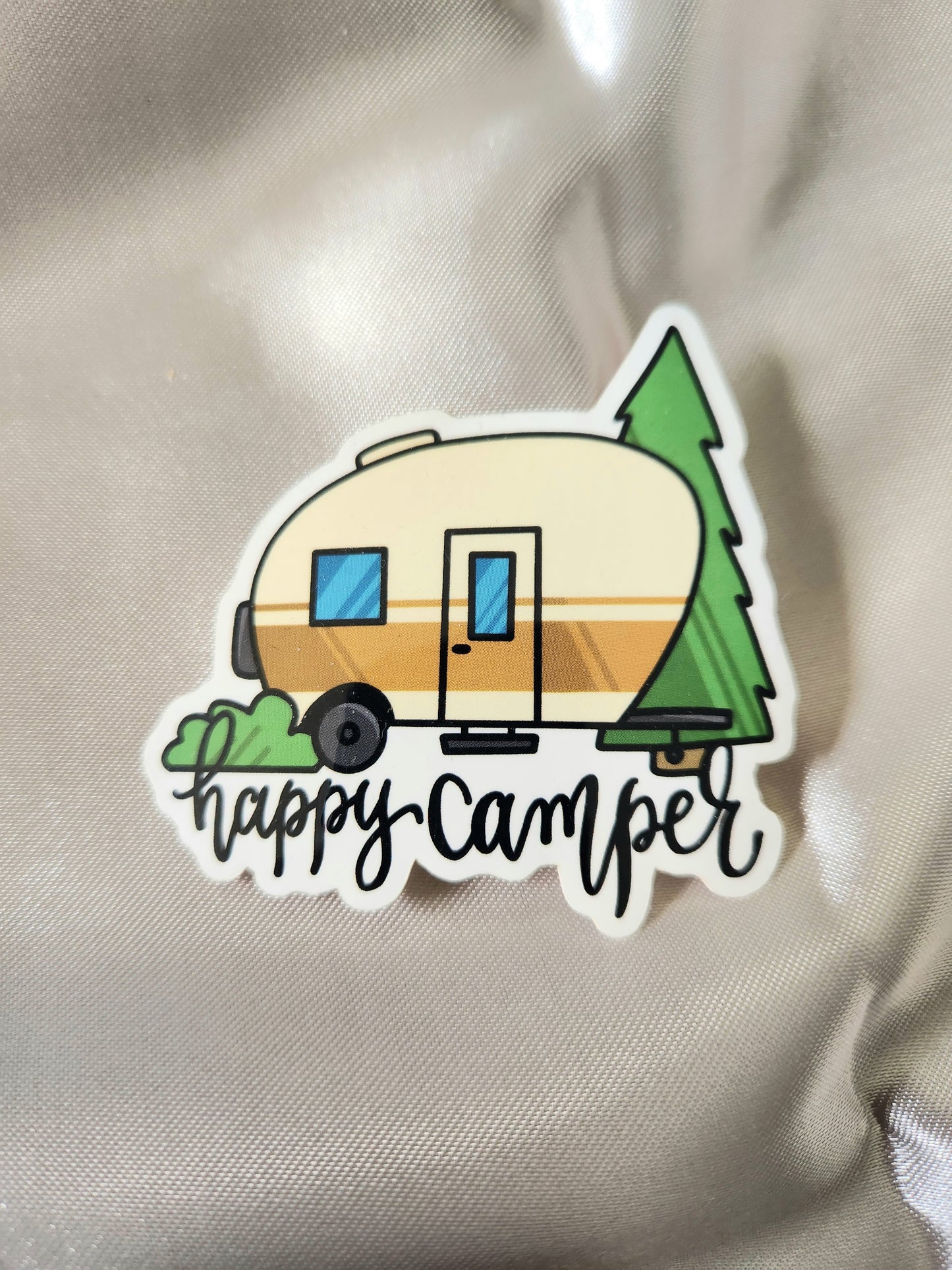 Happy Camper Waterproof Sticker