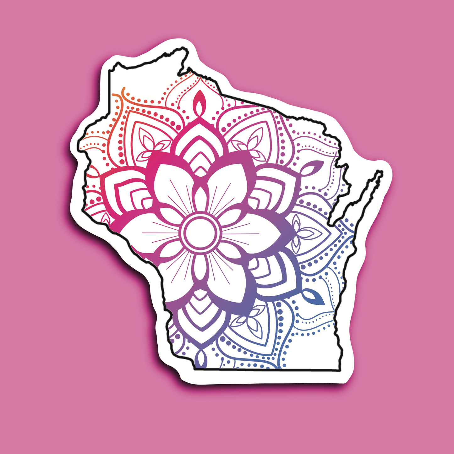 Wisconsin Mandala Waterproof Sticker